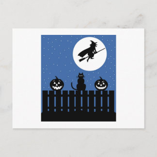 Cartão Postal Bruxa Voadora, Abóboras, Contemporâneo de Gato