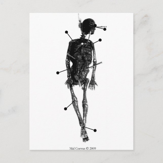 Cartão Postal Bruxaria: Boneca de Bruxa Skeleton (Frente)