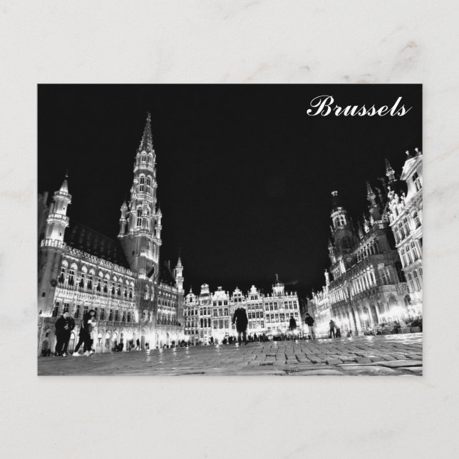 Cartão Postal Bruxelas Bélgica Grand Place à Noite Viagem (Frente)