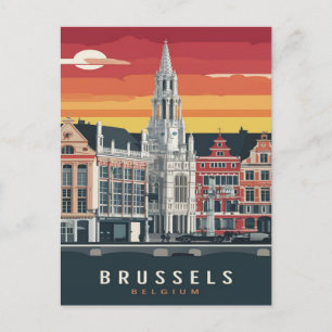 Cartão Postal Bruxelas, Bélgica Pintura Vintage