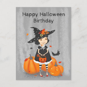 Cartão Postal Bruxinha Bonita de Halloween