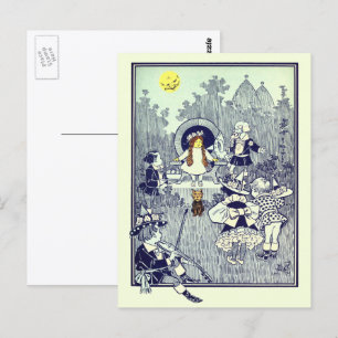 Cartão Postal Bruxo Vintage de Oz, Dorothy Encontra os Munchkins