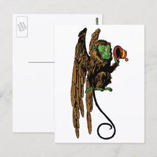 Cartão Postal Bruxo Vintage do Oz, Chapéu de Macaco Voador Malva