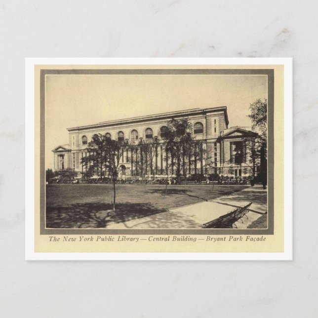 Cartão Postal Bryant Park, Manhattan NY, Facade Retro Inspirado (Frente)