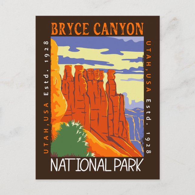 Cartão Postal Bryce Canyon National Park Utah aflita (Frente)