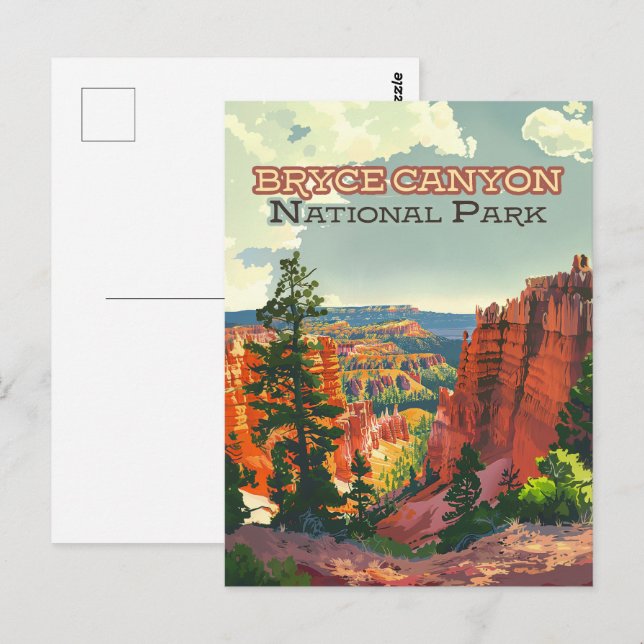 Cartão Postal Bryce Canyon National Park Utah Hoodoo Retro (Frente/Verso)