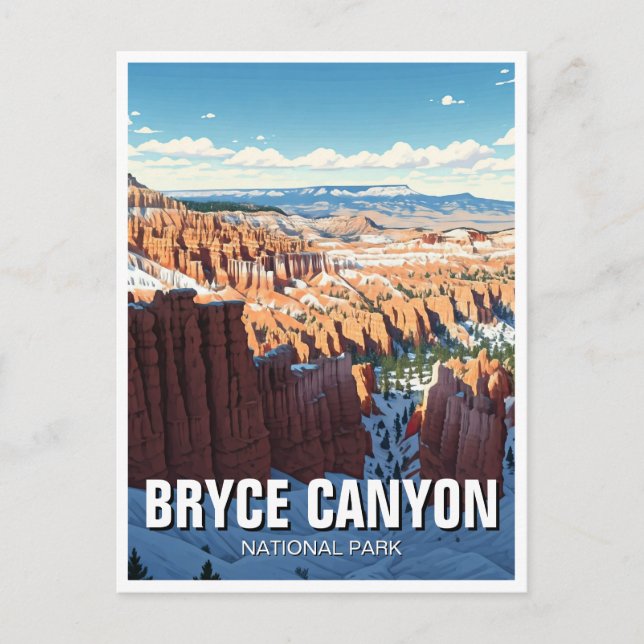 Cartão Postal Bryce Canyon National Park Utah Winter (Frente)
