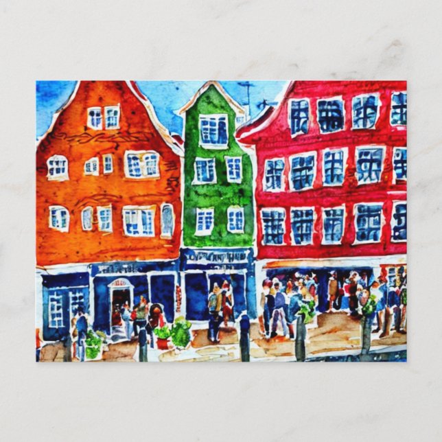 Cartão Postal bryggen bergen norway (Frente)