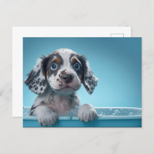 Cartão Postal Bubble Bath Tub Pup