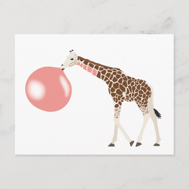 Cartão Postal Bubble Gum Giraffe Soprando Bolha (Frente)