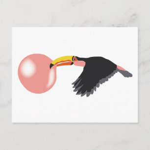 Cartão Postal Bubble Gum Toucan Soprando Bolha