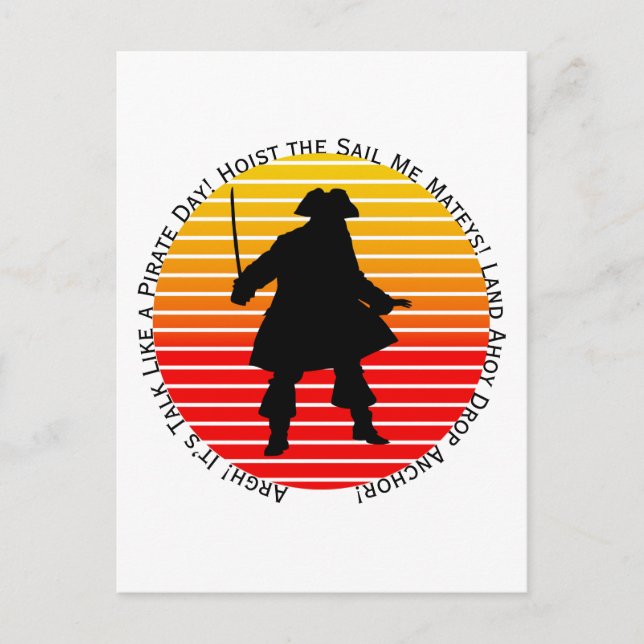 Cartão Postal Bucaneiros Steampunk Falam Como um Pirata Dia Argh (Frente)