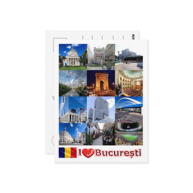 Cartão Postal Bucareste I Love - Romênia - (Frente/Verso In Situ)