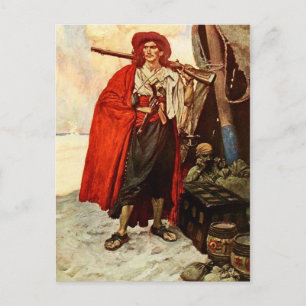 Cartão Postal Buccaneer Com Um Rifle