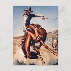 Cartão Postal “Bucking Bronco” Arte Ocidental por Will James