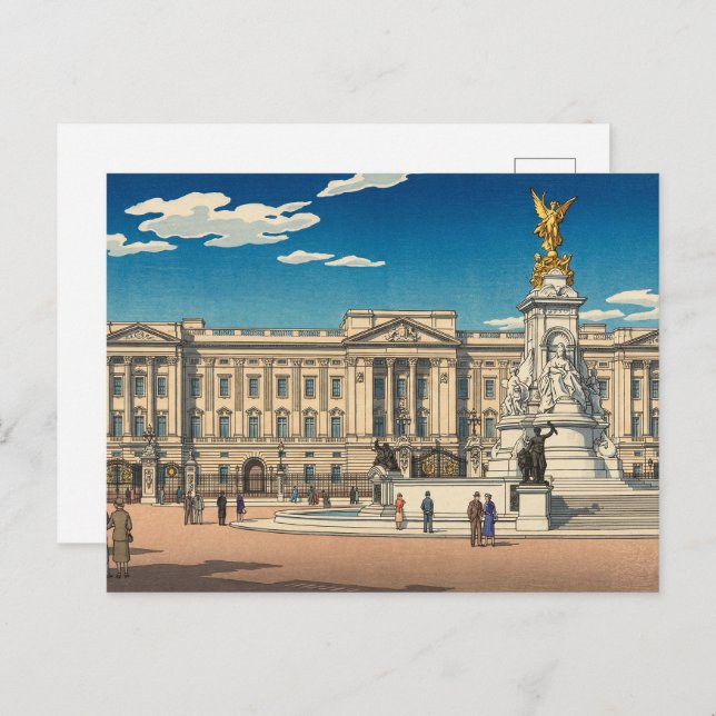 Cartão Postal Buckingham Palace Japanese Woodblock Print (Frente/Verso)