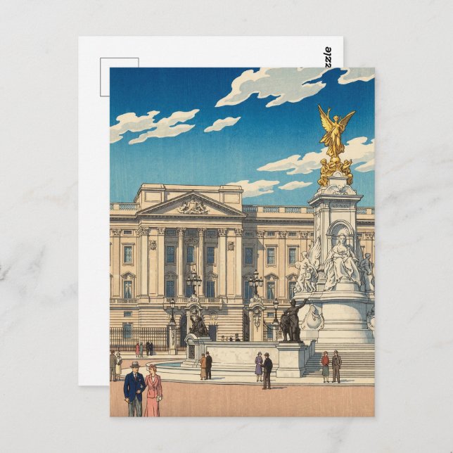 Cartão Postal Buckingham Palace Japanese Woodblock Print (Frente/Verso)