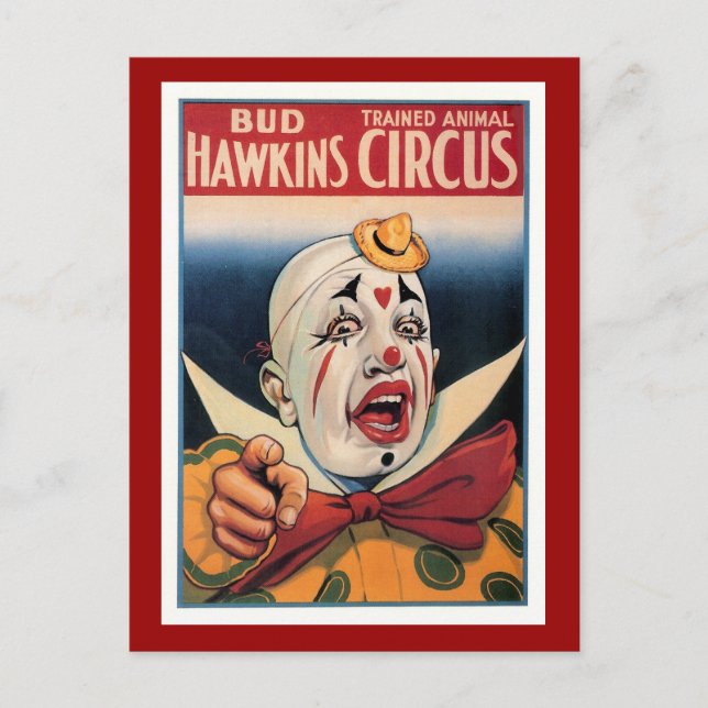 Cartão Postal Bud Hawkins Vintage Circus (Frente)