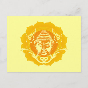 Cartão Postal Buda Amarelo e Laranja
