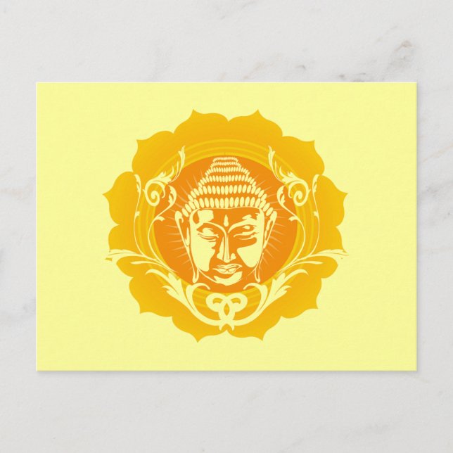 Cartão Postal Buda Amarelo e Laranja (Frente)
