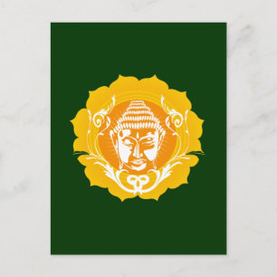 Cartão Postal Buda Amarelo e Laranja
