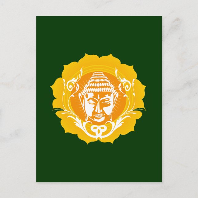 Cartão Postal Buda Amarelo e Laranja (Frente)