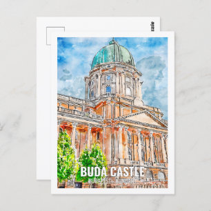 Cartão Postal Buda Castle Budapest Viagem Place Watercolor