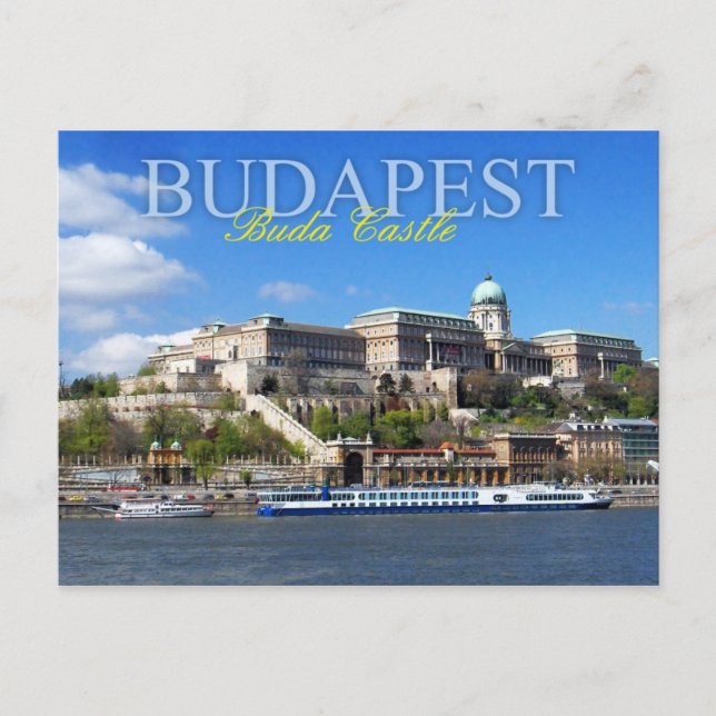 Cartão Postal Buda Castle, que ignora o rio Danúbio em Budapeste (Frente)
