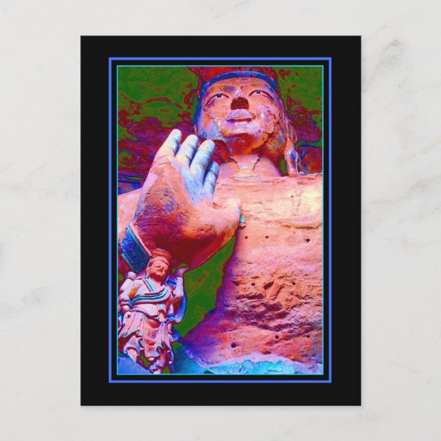 Cartão Postal Buda Gigante nas Cavernas Yungang na China (Frente)