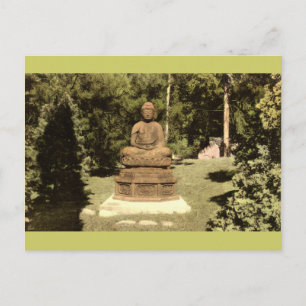Cartão Postal Buda no Jardim Japonês Vintage 1915