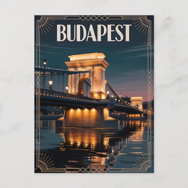 Cartão Postal Budapest art deco vintage (Frente)