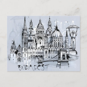 Cartão Postal Budapest Hungary Viagem art Vintage souvenir