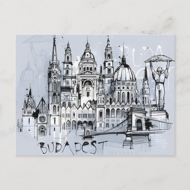 Cartão Postal Budapest Hungary Viagem art Vintage souvenir (Frente)