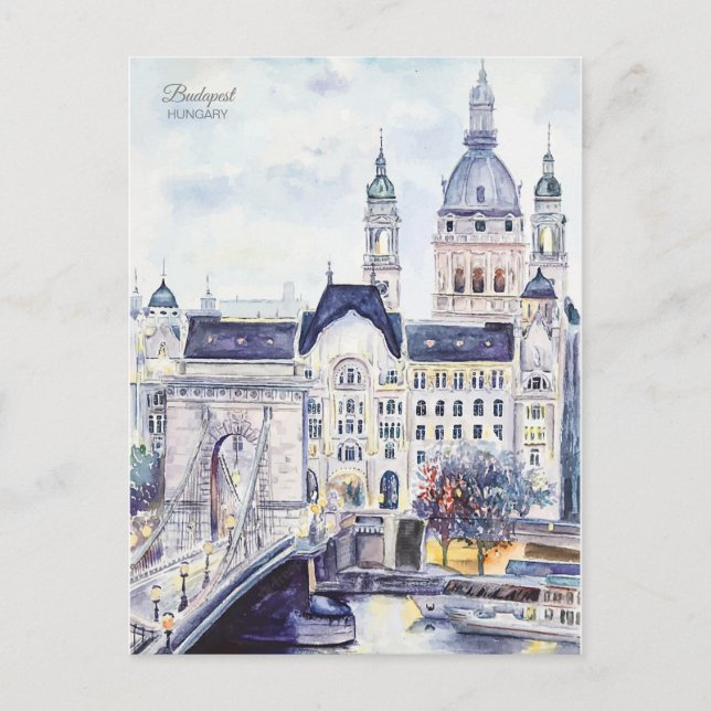 Cartão Postal Budapest Hungary Viagem art Vintage souvenir (Frente)