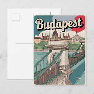 Cartão Postal budapest hungary vintage elizabeth bridge Gifts