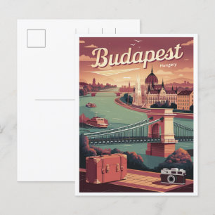 Cartão Postal budapest hungary vintage mulher local presentes