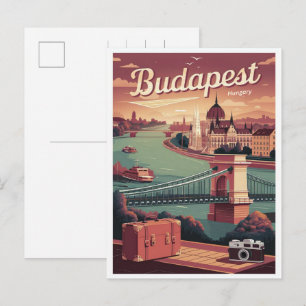Cartão Postal budapest hungary vintage mulher local presentes