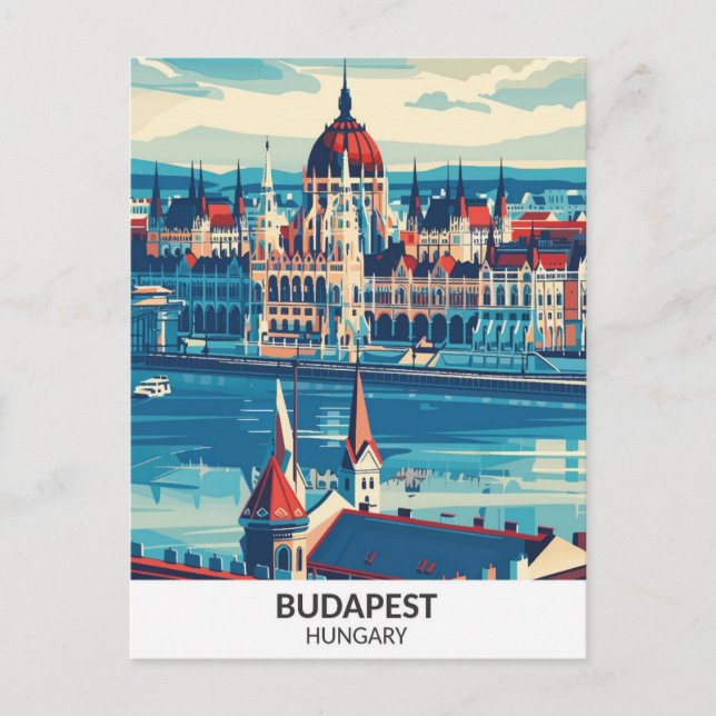 Cartão Postal Budapest Hungria Retro Trabalho de arte Viagem (Frente)
