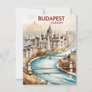 Cartão Postal Budapest Skyline Viagem Art - Hungria Cityscape