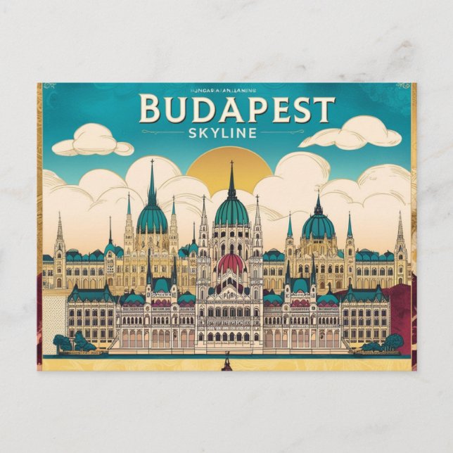 Cartão Postal Budapest Skyline Viagem Captivation Trabalho de ar (Frente)