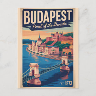 Cartão Postal Budapeste Hungria Paisagem Urbana Retrô Viagem