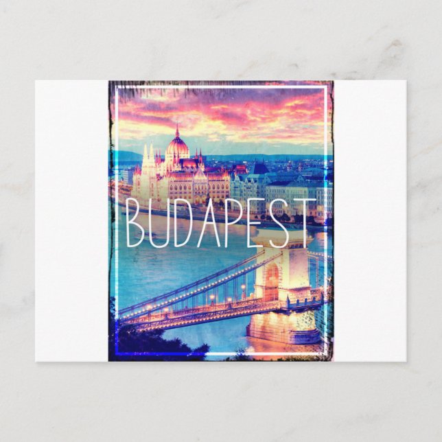 Cartão Postal Budapeste, poster vintage (Frente)