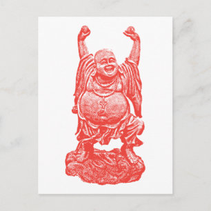 Cartão Postal Buddha de riso (vermelho)