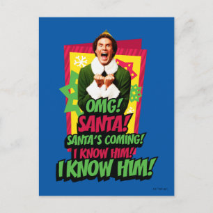 Cartão Postal Buddy the Elf OMG! Santa!
