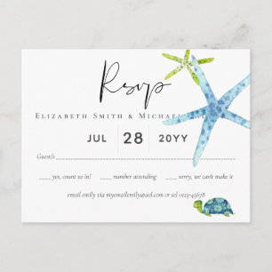 Cartão Postal BUDGET BEACH Sea Ocean Life Weding RSVP