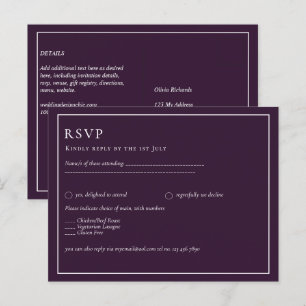 Cartão Postal BUDGET Casamento PLUM PURPLE Monocromo Simples