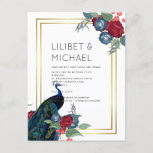 BUDGET Peacock Blue Burgundy Casamento outono