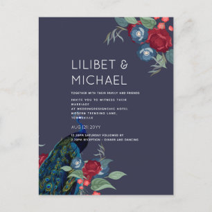 Cartão Postal BUDGET Peacock Blue Burgundy Casamento outono