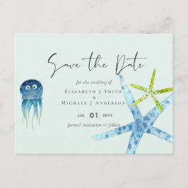 Cartão Postal BUDGET Sealife Beach Ocean Casamento Salve a data
