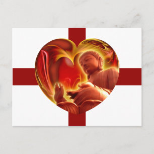 Cartão Postal BUDHA Heart listras vermelhas escuras